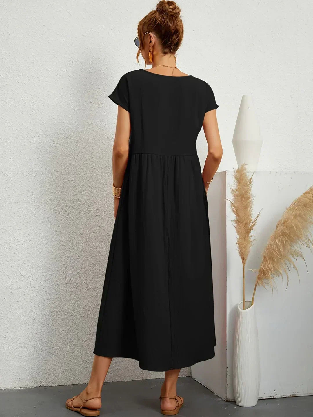 Quessara - Casual Midi Dress, Flowy Cut