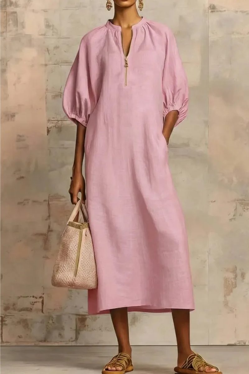 Ayla – Dress with zipper neckline and wide sleeves