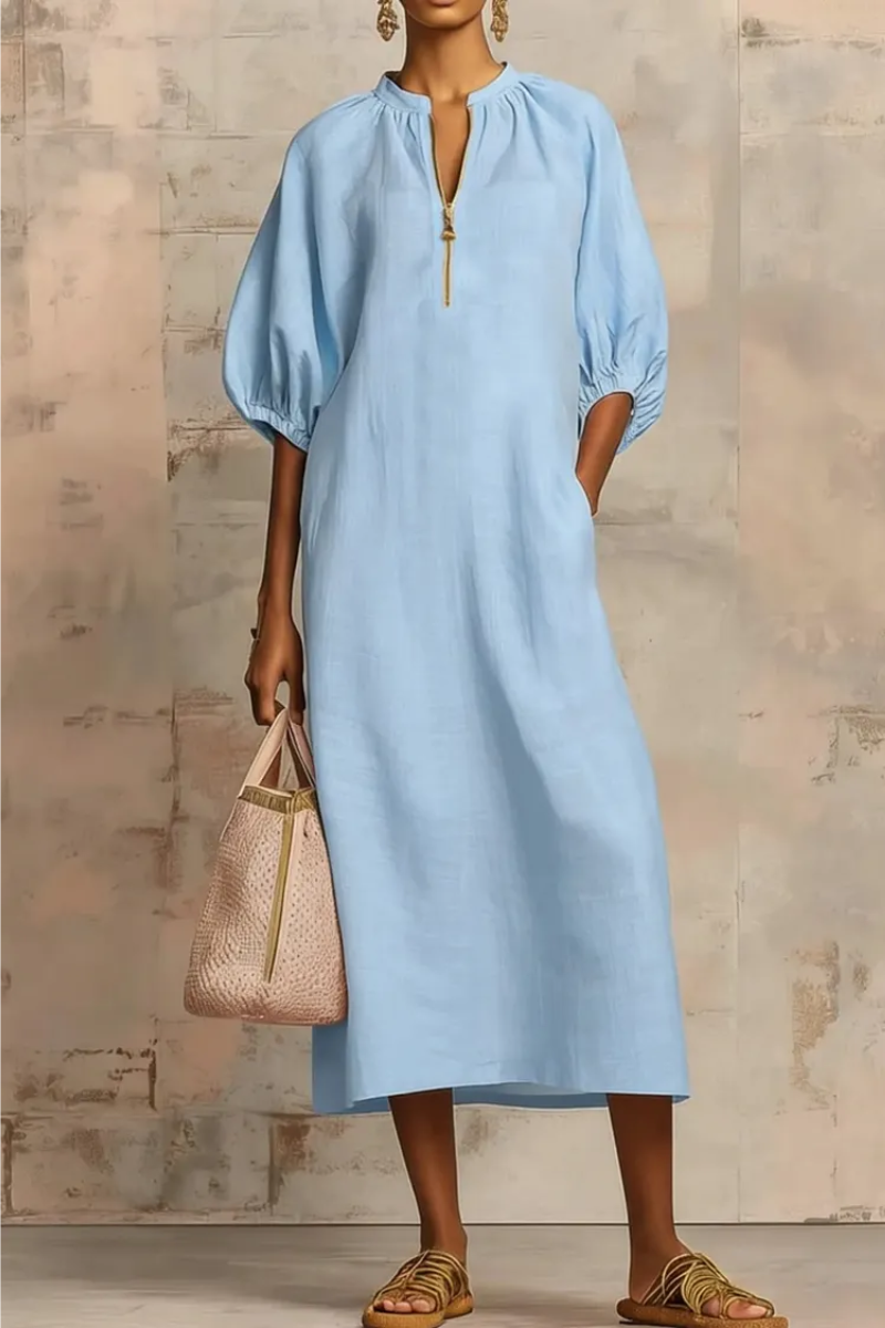 Ayla – Dress with zipper neckline and wide sleeves