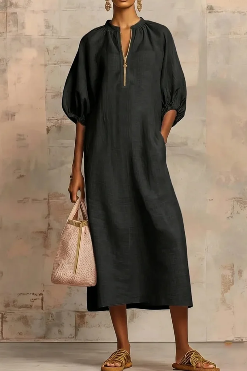 Ayla – Dress with zipper neckline and wide sleeves