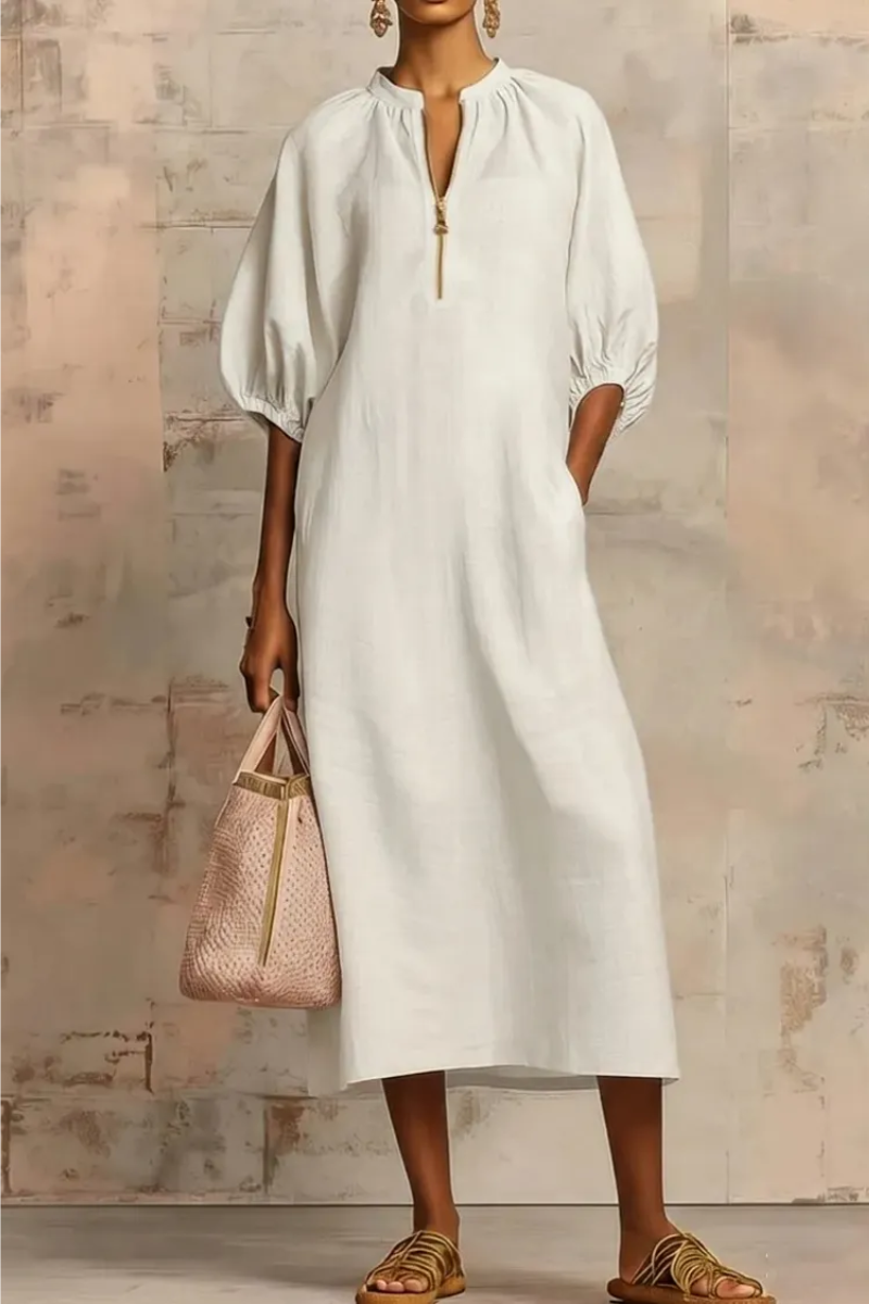 Ayla – Dress with zipper neckline and wide sleeves