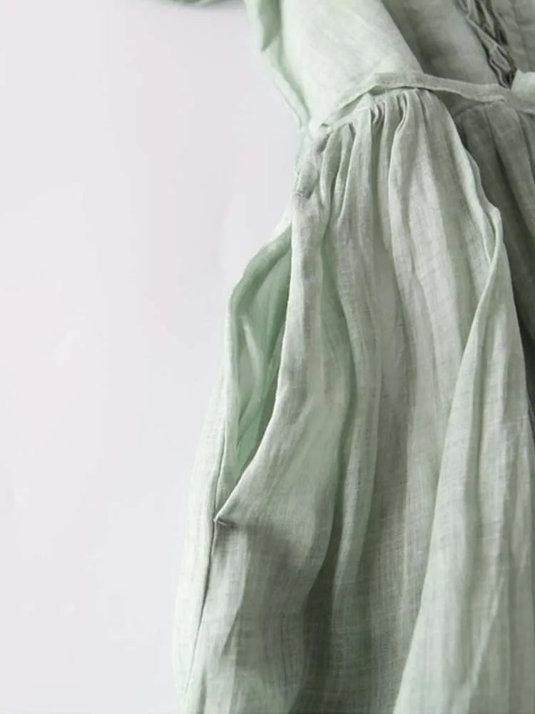 Tyrella - Women's Loose and Flowy Linen Maxi Dress - Casual and Elegant Style