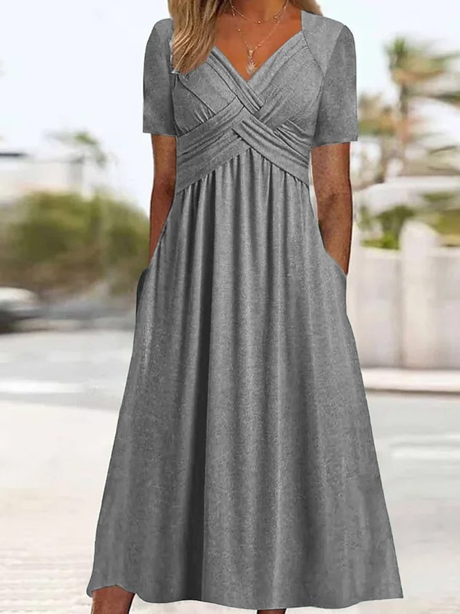 Malina - Elegant Dress with Flowing Silhouette and V-Neckline