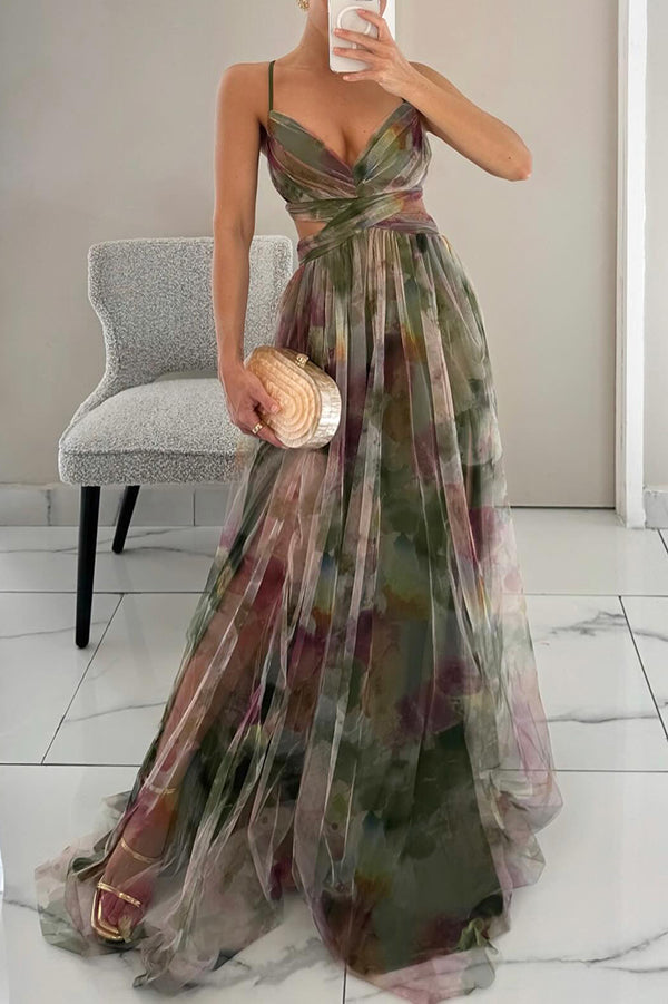Leora - Enchanting Floral Print Maxi Dress