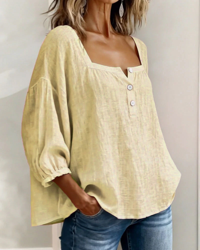 Glyressa - Elegant Women's Square Neck Blouse