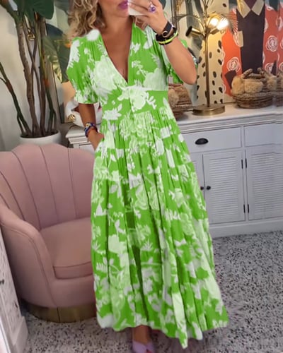 Isabeau - Comfortable Long Dress with V-Neck and Pockets