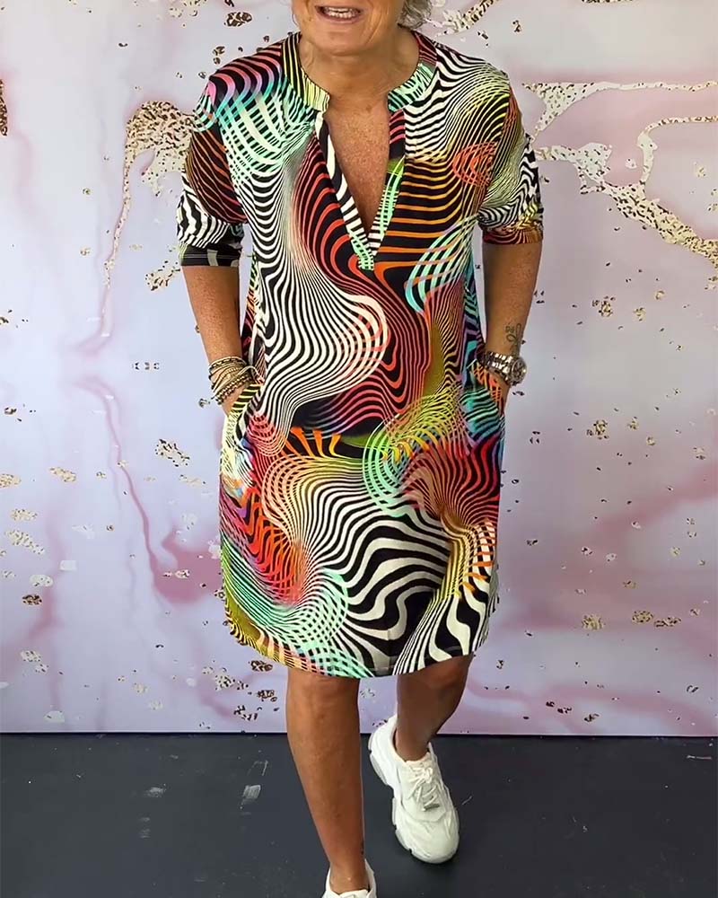 Maina - Colorful V-Neck Dress