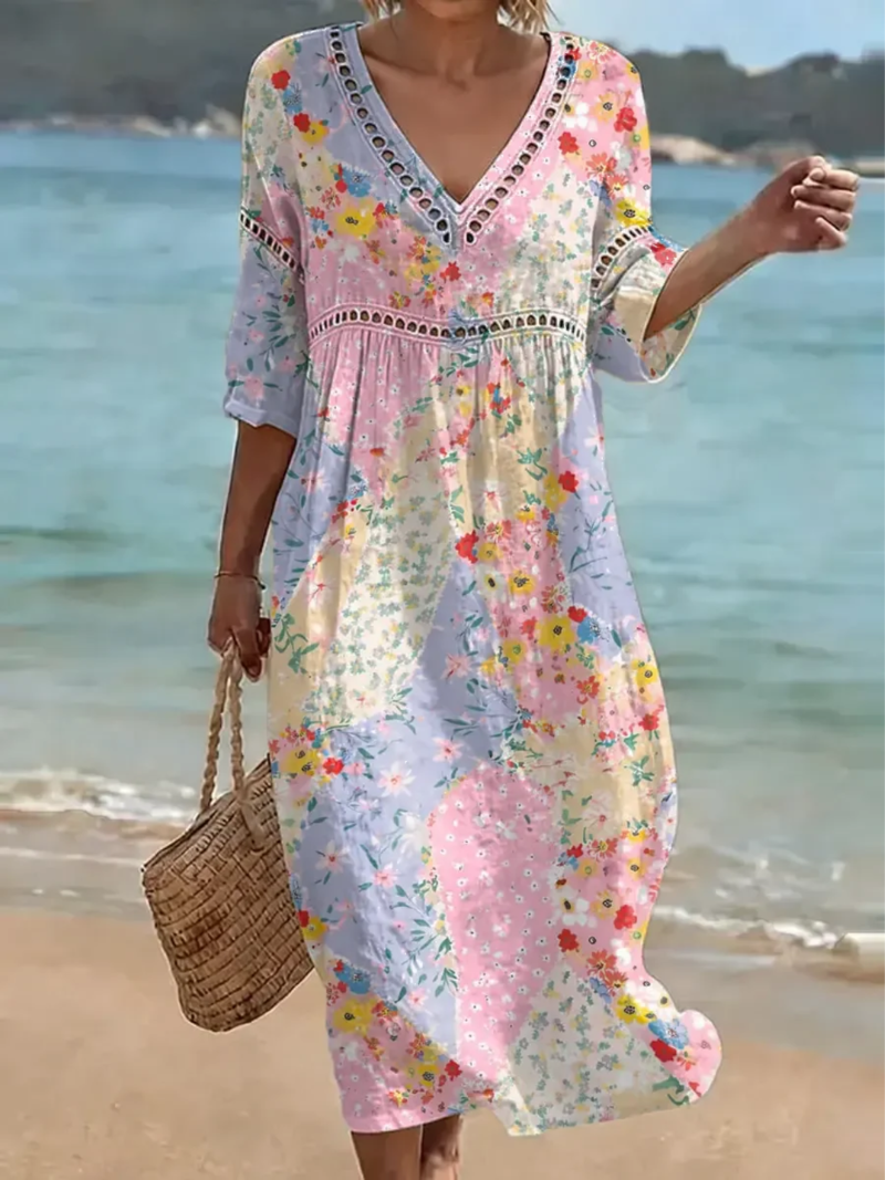 Mila – Floral Dress with V-Neck