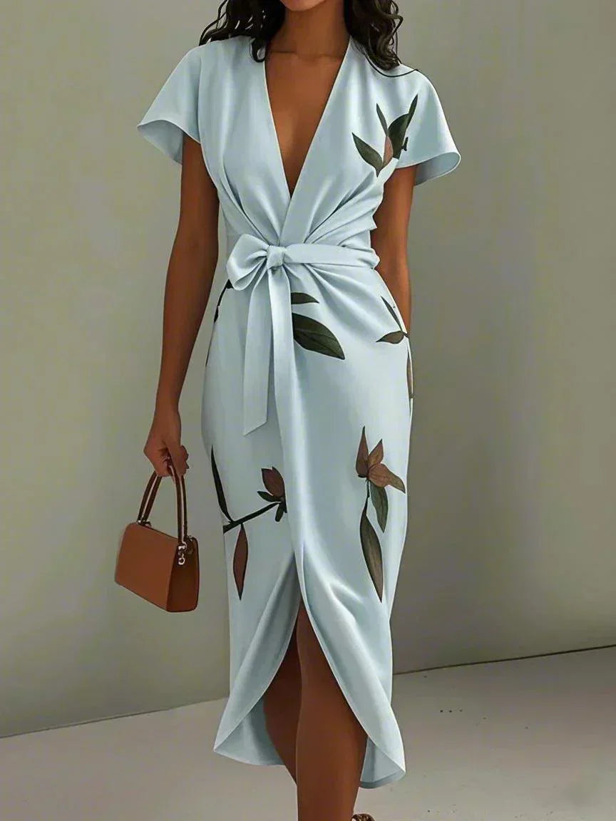 Nysoria - Elegant Floral Wrap Dress