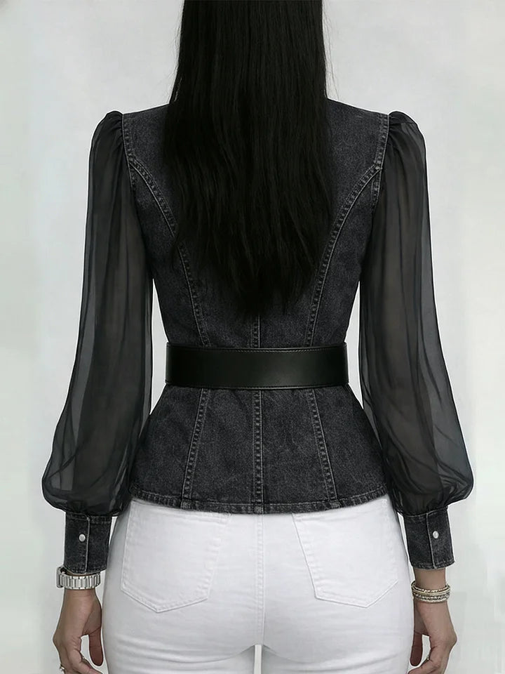 Quinellea - Structured Elegant Denim Blouse
