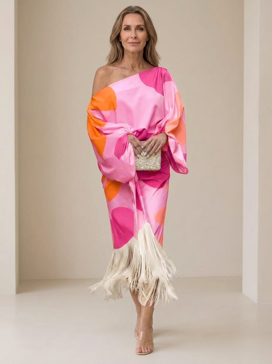Haveth - Women's Elegant Fringe Dress with Asymmetrical Chic Cut