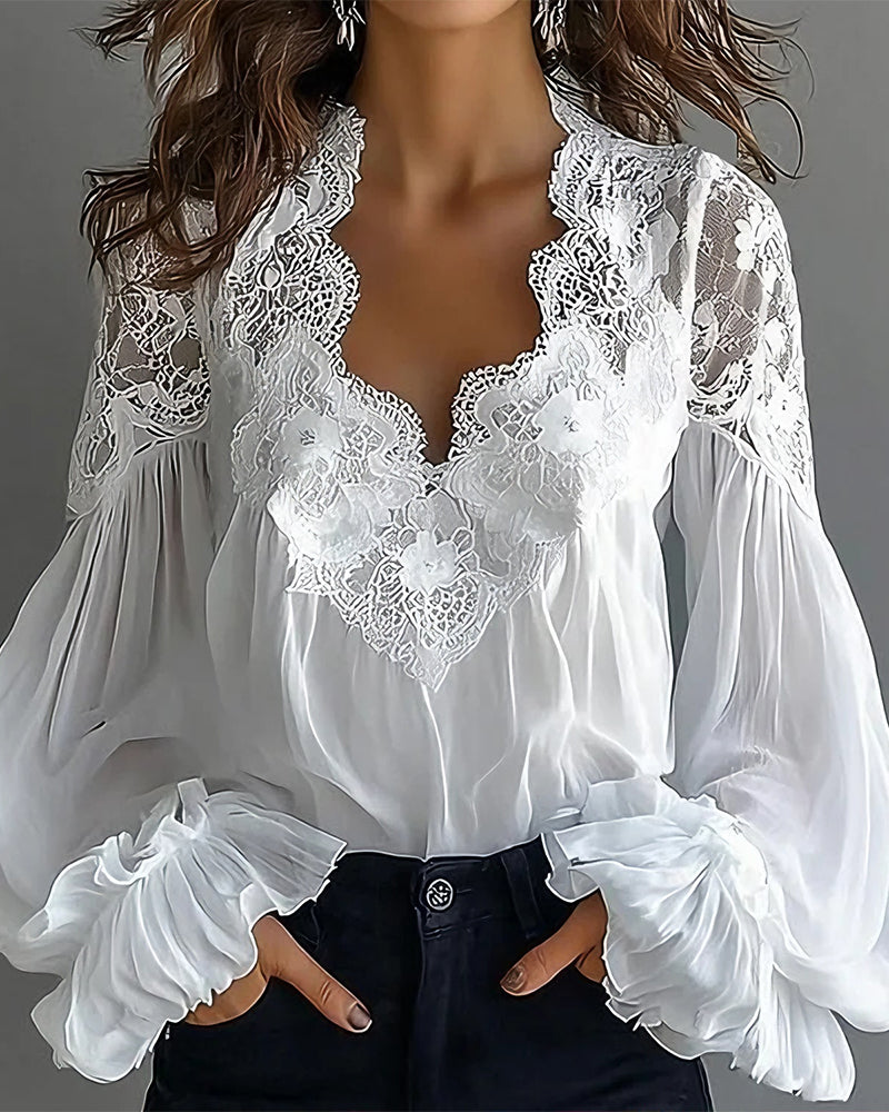 Ilvara - Women's Elegant Lace Blouse