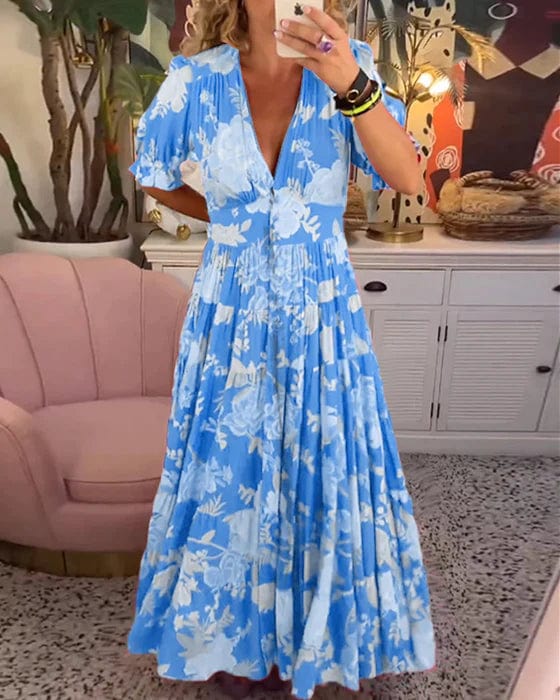 Isabeau - Comfortable Long Dress with V-Neck and Pockets