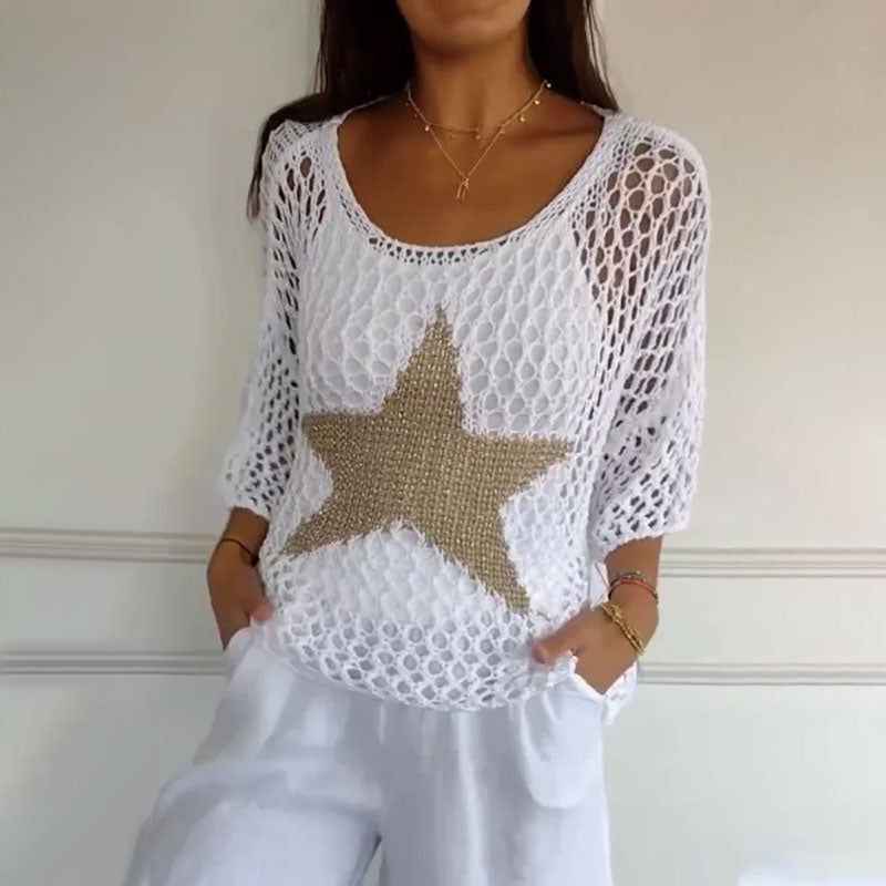 Honoria - Women's Fashion Crochet Top with Round Neck