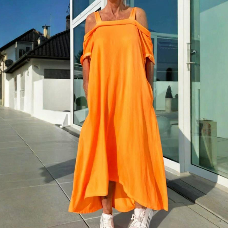 Phaedra - Elegant and comfortable women's off-the-shoulder maxi dress