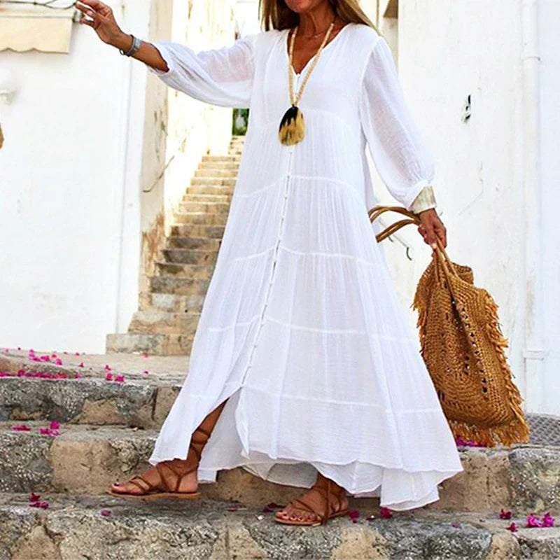 Lunariah - Women's V-Neck Maxi Dress